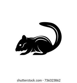 Vector chipmunk silhouette view side for retro logos, emblems, badges, labels template vintage design element. Isolated on white background