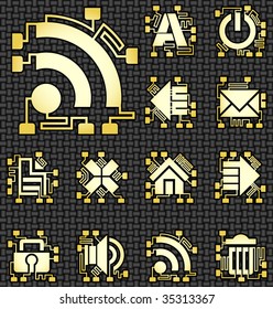 Vector chip-style icons.