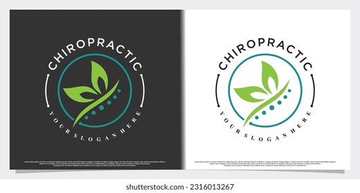 Diseño de logotipo quiropráctico vectorial para terafía de masaje con concepto creativo
