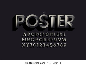Vector of chisel font and alphabet