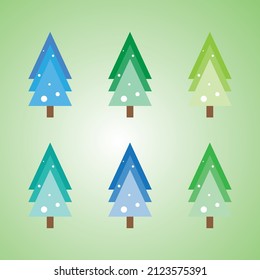 diseño de árboles de navidad vectorial, cambio de color y editable