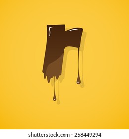 Vector choco letter "r" over yellow background