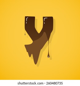Vector choco letter "y" over yellow background