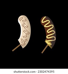 vector chocolate banana ice kul kul and caramel topping mises and chocolate black background, suitable for content, design banners, posters, flayers, electronic advertisements, selling ice and so on
