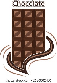 Vector of a Chocolate Bar With Cacao Flavour Swirls illustration