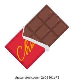 Vector chocolate bar in flat style isolated on white background