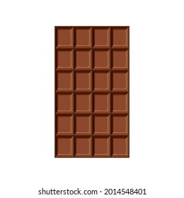 Vector Chocolate Bar Isolated on White Background, Milk Brown Chocolate.