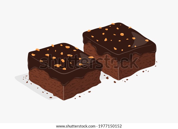 Vector Chocolate Brownie Isolated On White Stock Vector (Royalty Free ...