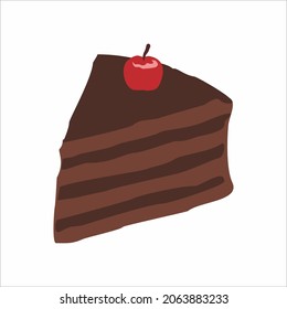 vector of chocolate cake with cherry on top