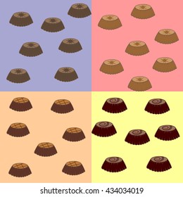 Vector chocolate cakes on different backgrounds