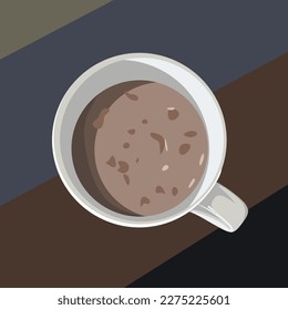 Vector chocolate cereal milk in glass, editable vector