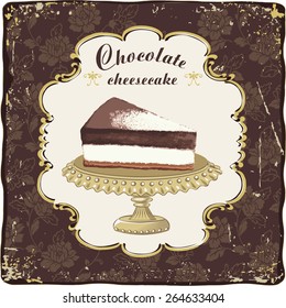 Vector chocolate cheesecake in a vintage frame