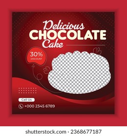 Vector chocolate cookies flyer square and social media post design