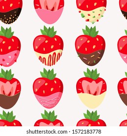 Vector chocolate covered strawberries pattern