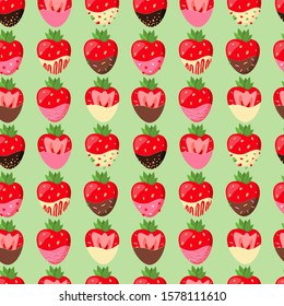 Vector chocolate covered strawberries pattern