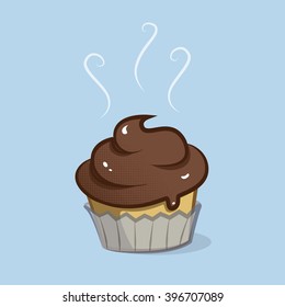 vector chocolate cupcake illustration