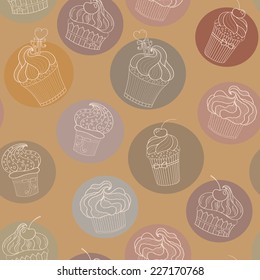 vector   chocolate cupcake seamless  pattern