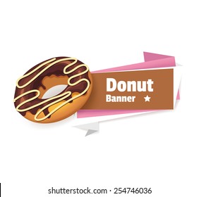 Vector chocolate donut banner illustration