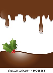 vector chocolate drips border with christmas ornament