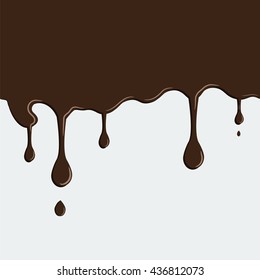 Vector chocolate drips horizontal seamless. Flat color style design for your package design