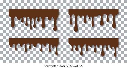 Vector Chocolate Falling Drop Collection On Transparent Background