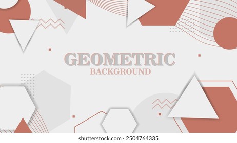 Vector chocolate Geometric Background with line and shape (round circle, triangle, hexagon)