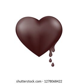 vector of chocolate heart with drops.Elements for Valentines day design

