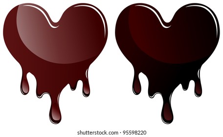 Vector chocolate hearts are isolated on a white background