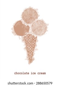 Vector chocolate ice cream in blurred style