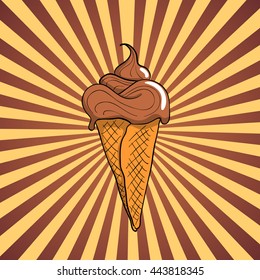Vector Chocolate Ice Cream in a cone