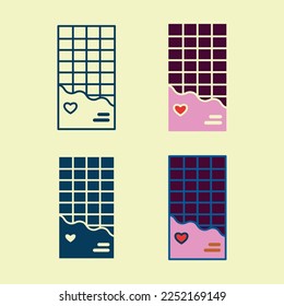 Vector Chocolate icon set , fill icon, line icon, flat icon, logo, symbol for valentine's day