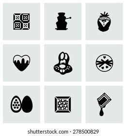 Vector Chocolate icon set on grey background