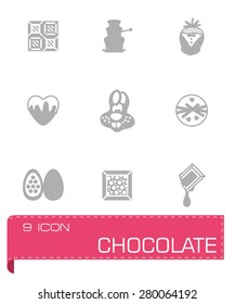 Vector Chocolate icon set on grey background