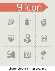 Vector Chocolate icon set on grey background