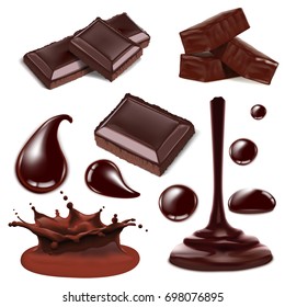 Векторный шоколад изолированные объекты большой набор. Реалистичная иллюстрация для использования в дизайне