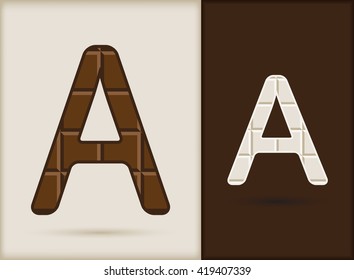 Vector chocolate letter A.Chocolate alphabet design.