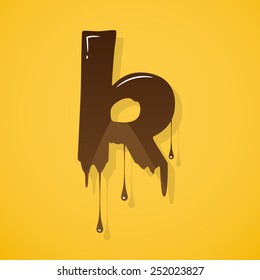 Vector chocolate letter "k" over yellow background