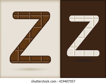 Vector chocolate letter Z.Chocolate alphabet design.