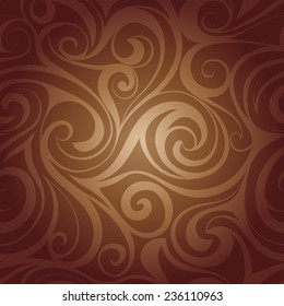 Vector. Chocolate Liquid Swirls. Abstract Seamless Pattern.