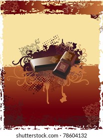 Vector chocolate on the decorative background with ornaments