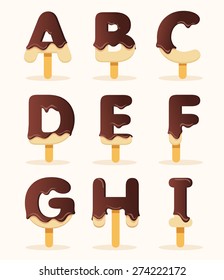 Vector of chocolate popsicle alphabets : Vector Illustration
