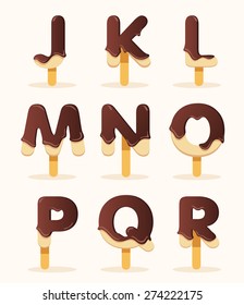 Vector of chocolate popsicle alphabets : Vector Illustration