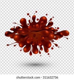 Vector chocolate splash on transparent grid background