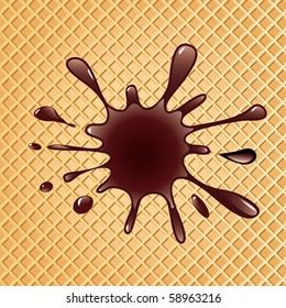 vector chocolate splash on wafer