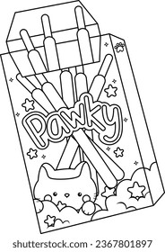 a vector of chocolate stick biscuit with cat design in black and white coloring