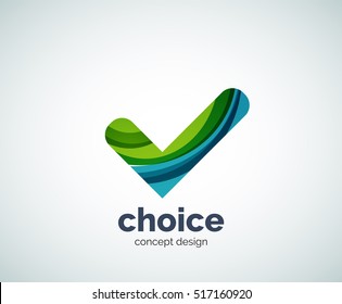 Vector Choice Concept, Tick Logo Template, Abstract Business Icon