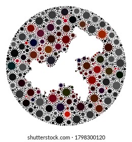 Vector Chongqing City Karte Sammlung von Grippevirus. Eine Infektion greift das Quarantäneregional von außen an. Stencils rund um Chongqing City Karte Collage erstellt mit Infektionsteilen.