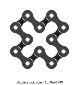 Vector choppers crosses created from black bike chain. Isolated on white background