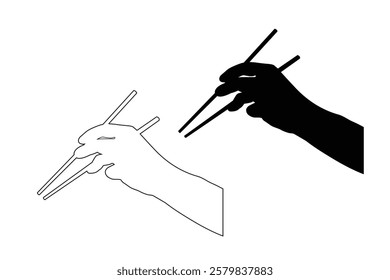 Vector of Chopsticks icon set illustration isolated on white background. Chopsticks silhouette and logo art work.