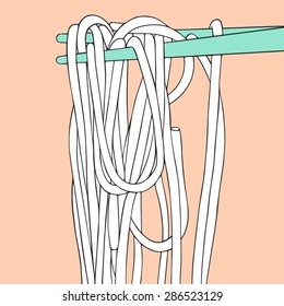 Vector chopsticks with noodle. Asian food hand drawn illustration